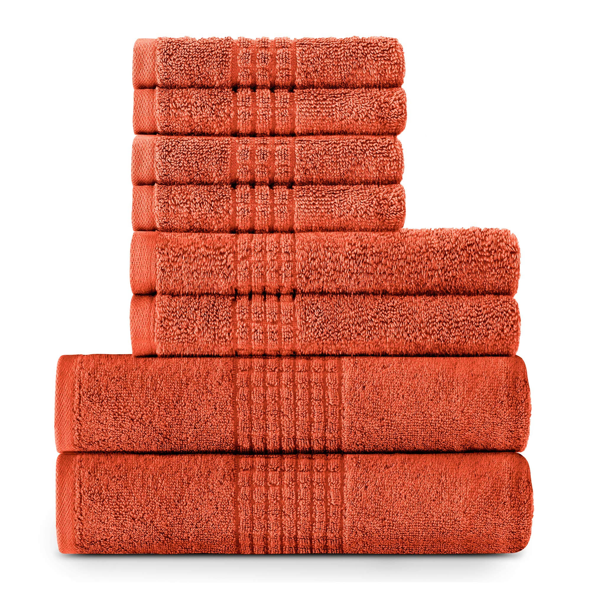 8 PC 100% Egyptian Cotton Towels Set, Orange V73399