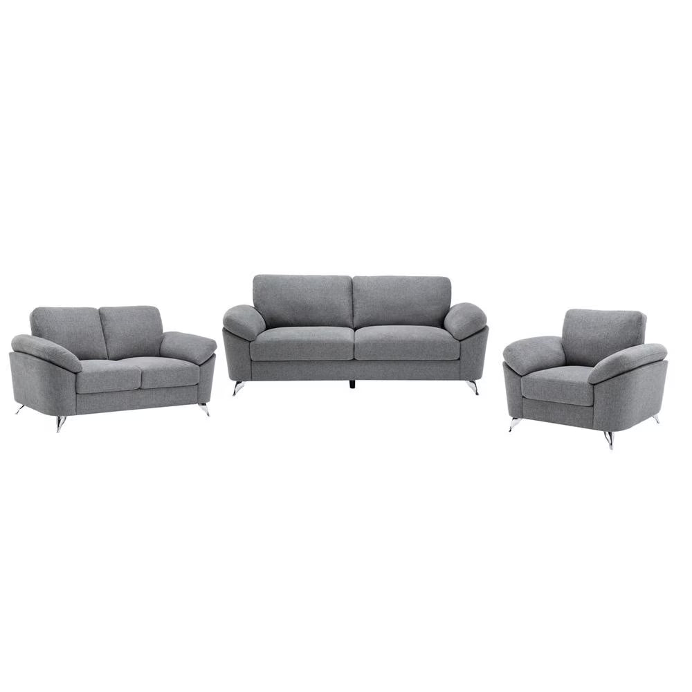 3-Piece Fabric Sofa Set in Light Gray Y6363
