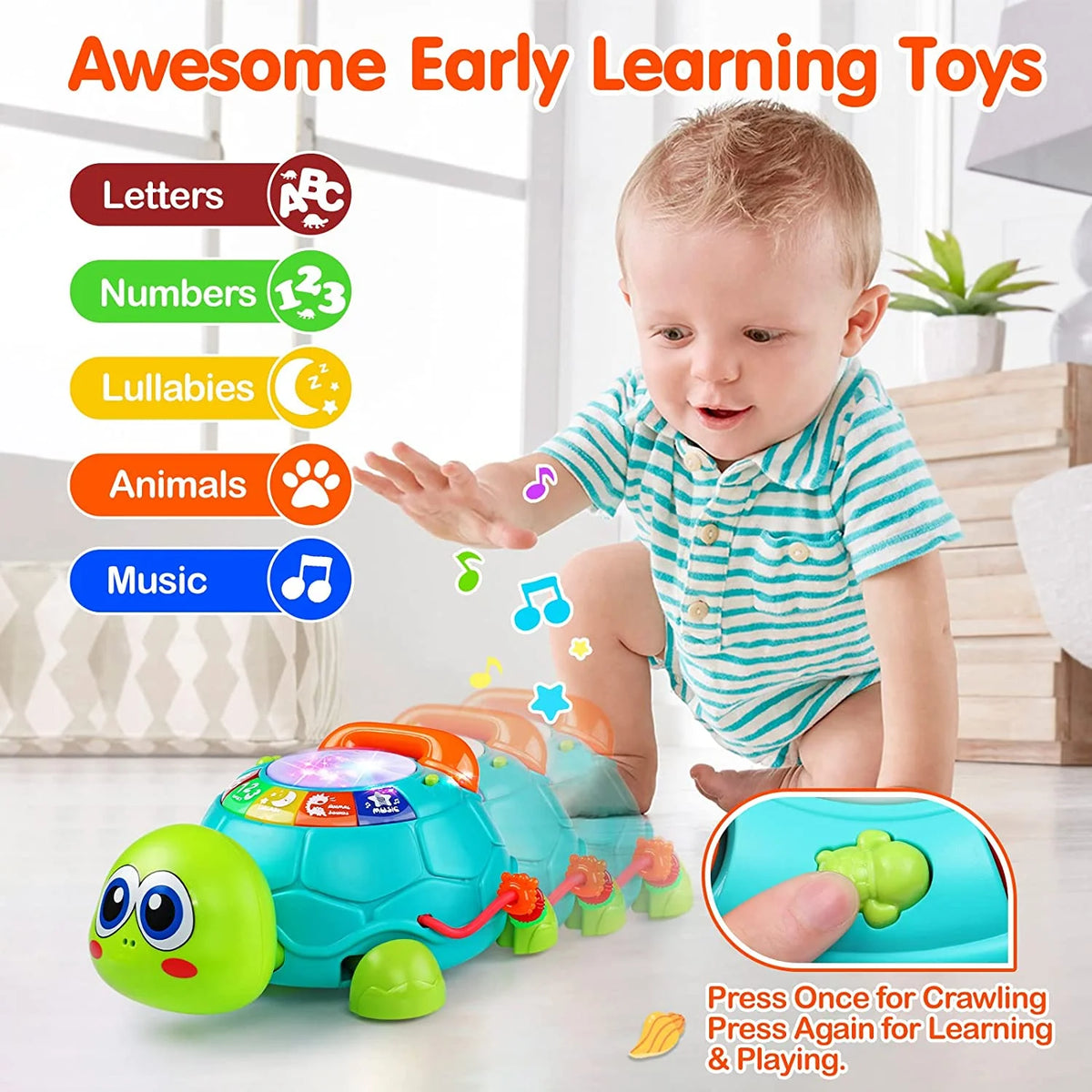 Musical Turtle Baby Toys with Letters Numbers Phone M740