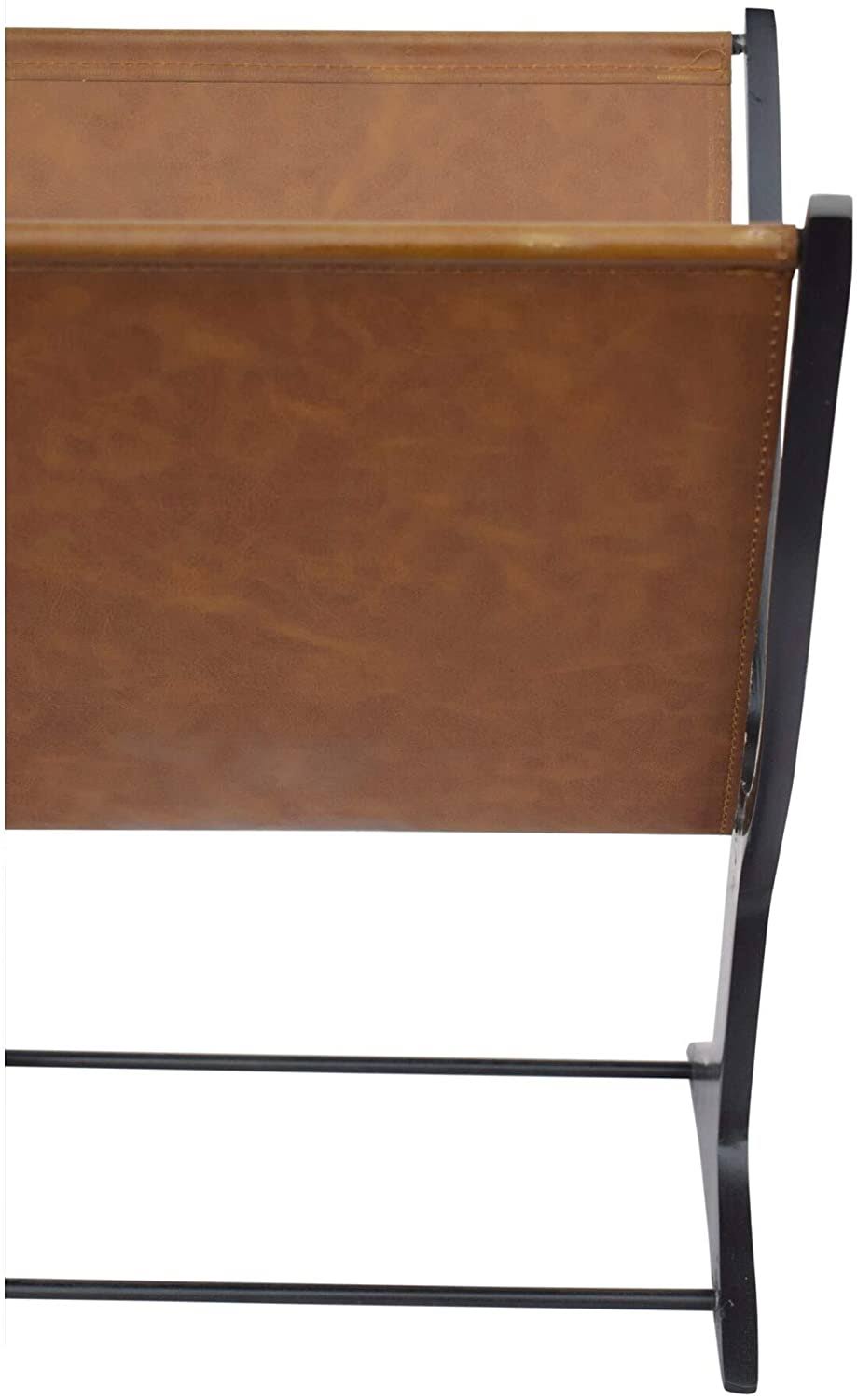 Brown Black Aluminum Leather Magazine Holder G503