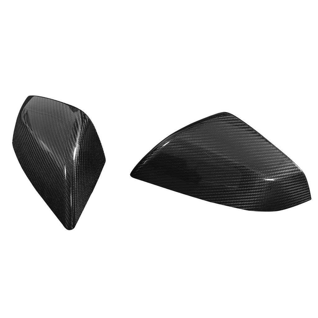 Dry Carbon Fiber Gloss Black Mirror Cover Cap Trim 2PCS H747
