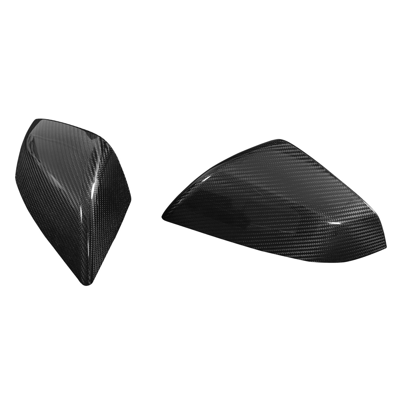 Dry Carbon Fiber Gloss Black Mirror Cover Cap Trim 2PCS H747