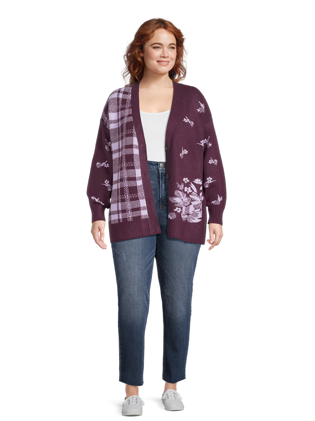Women's Plus Button Front Cardigan Sweater N779075