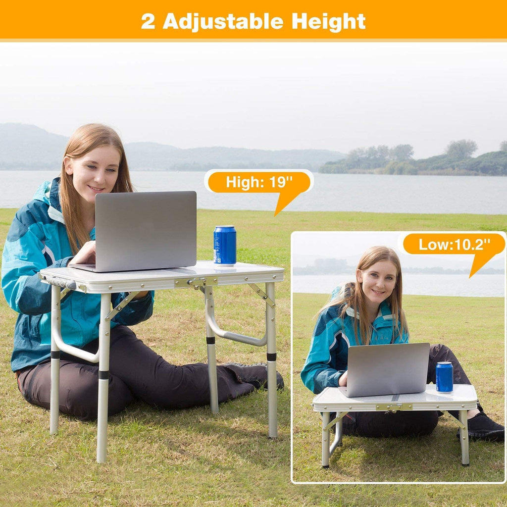 White 2 Foot Folding Aluminum Camping Table W56698