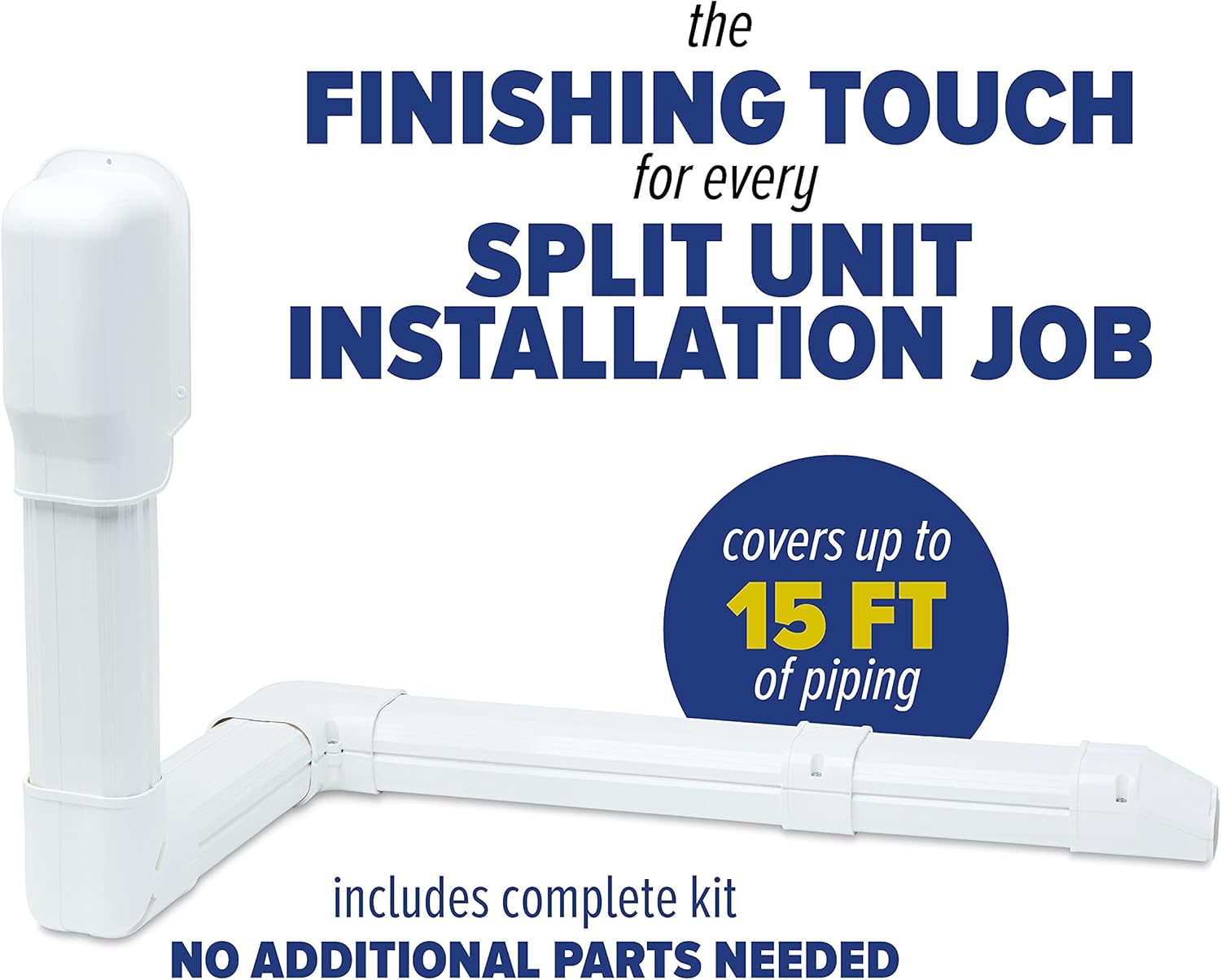 3" Decorative White PVC Mini Split Line Set Cover Kit, 15 FT, Pack of 2 F19691