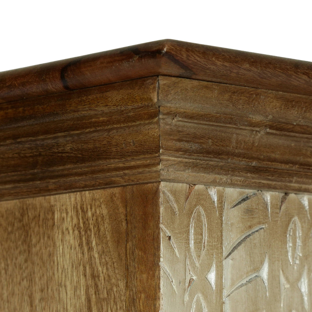 Walnut and Distressed White Mango Wood Bookcase P2737