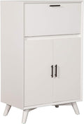 White Large Bar Cabinet with Drop Down Tray Q516