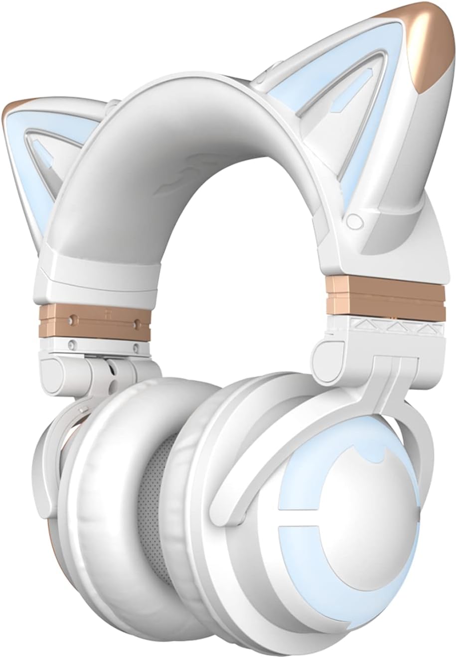 RGB Wireless 5.0 Foldable Gaming Headset with Built-in Mic, White F12495
