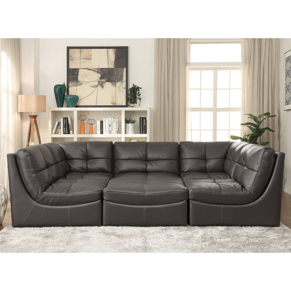 Grey Leather Ottoman E203