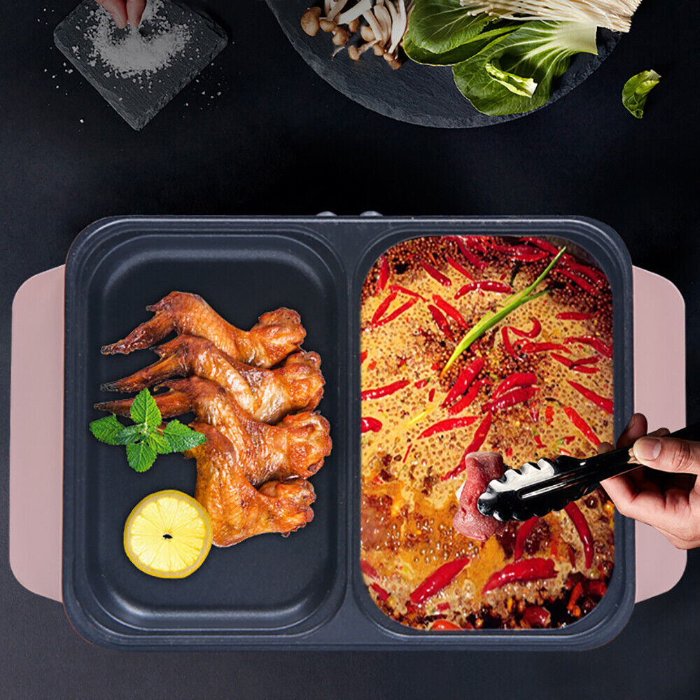 Pink Electric Hot Pot with Grill, Non-Stick Frying Pan F195786