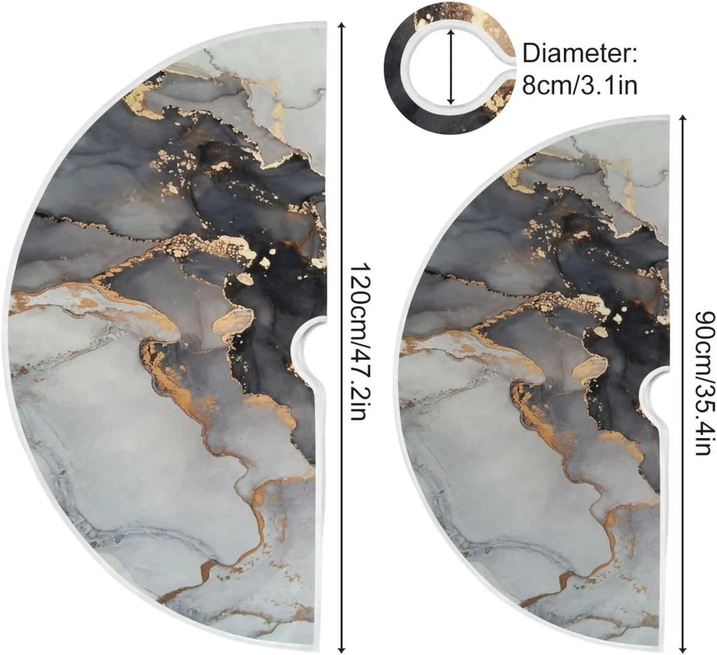 Black Gold Marble Texture Christmas Tree Skirt C498724