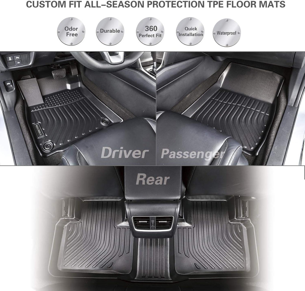 Black TPE Waterproof Car Mats Front and Rear Row Full Set G9983