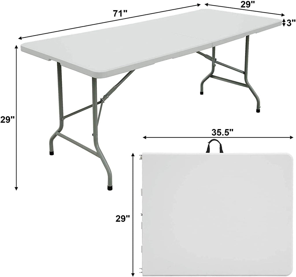 White 4ft Folding Plastic Dining Table with Handle B37622