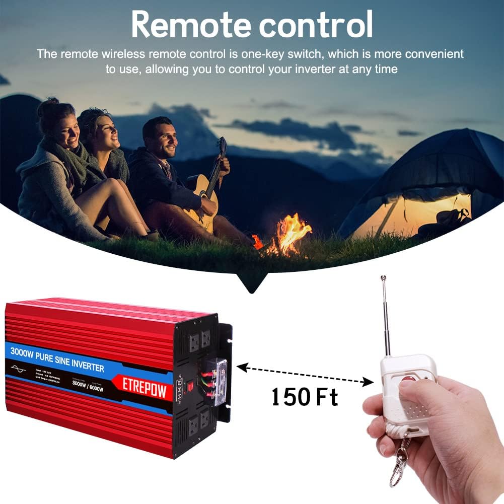 3000 Watt Pure Sine Wave Power Inverter 12V DC to 110V AC C421