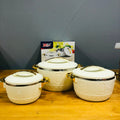 3-Piece Set 2.5/4.5/6.5 Liter Insulated Food Warmer Lunch Box Hot Pot White Dish Containers Set P6349