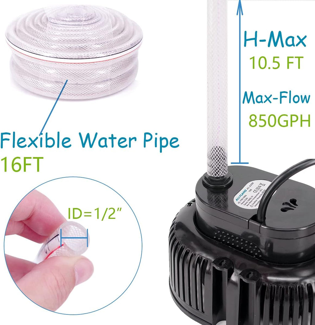 850GPH 75W Submersible Water Pump with Drainage Hose and 3 Adapters, Pack of 2 L27277
