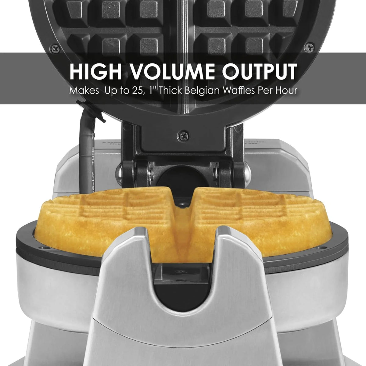 Heavy Duty Single Belgian Waffle Maker, Non Stick Cooking Plates, 1200W, Silver Z9505