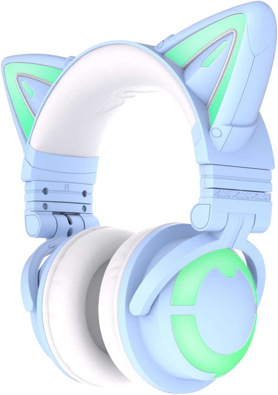 RGB Wireless 5.0 Foldable Gaming Headset with Built-in Mic, White F12495