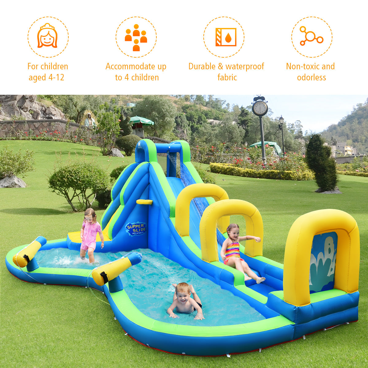 Inflatable Water Slide Kids Bounce House Castle Splash Pool X5947