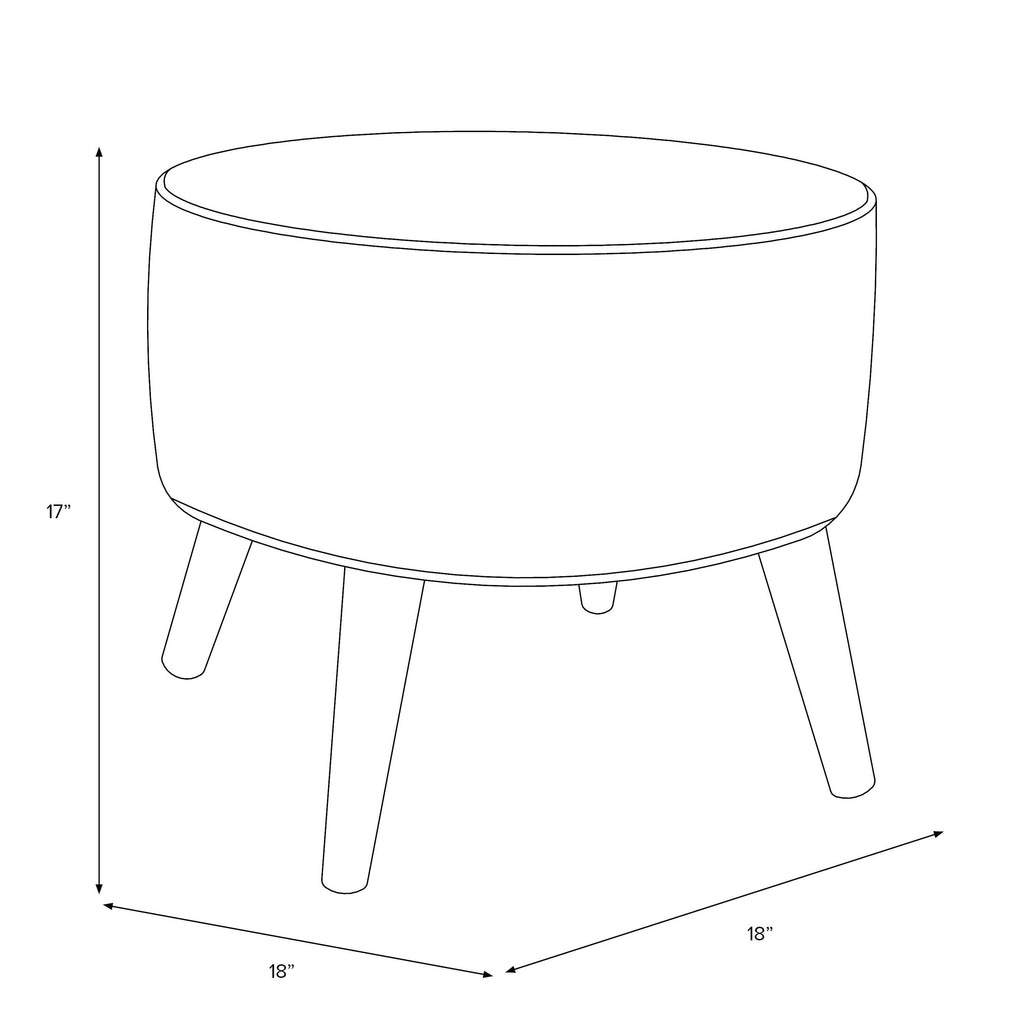 Black Linen Round Ottoman A4698