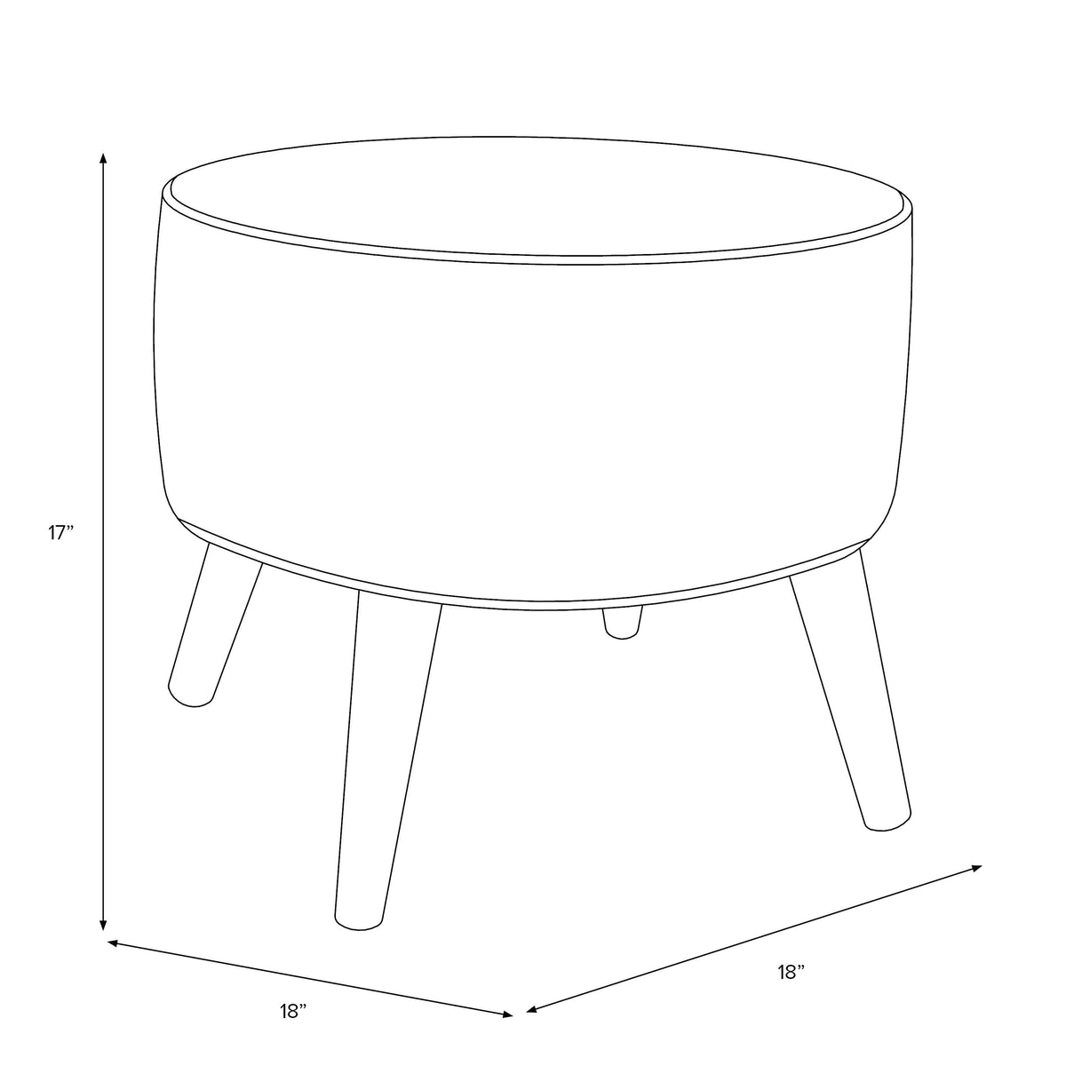 Black Linen Round Ottoman A4698