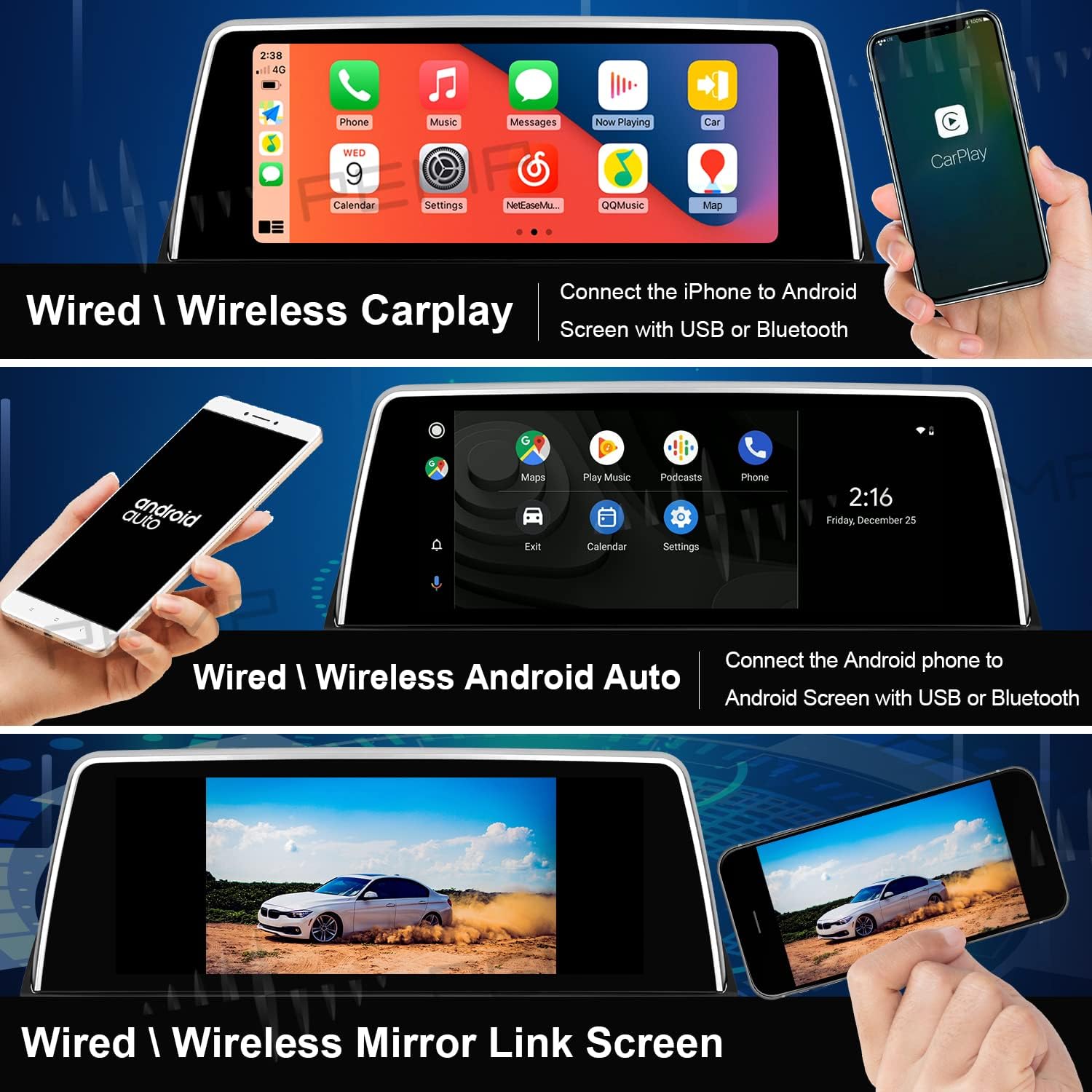 Blue Anti-Glare Vertical Screen 10.25 Android 11 Auto Carplay Snapdragon 662 8 Core 4+64GB for BMW E60 E61 CCC M833622