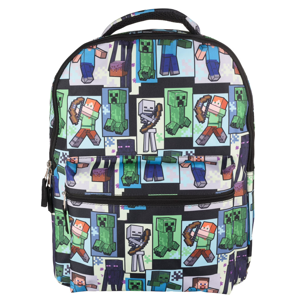 Minecraft Backpack with Front Zip Pocket, Adjustable Padded Mesh Straps, 16 Inches E417187