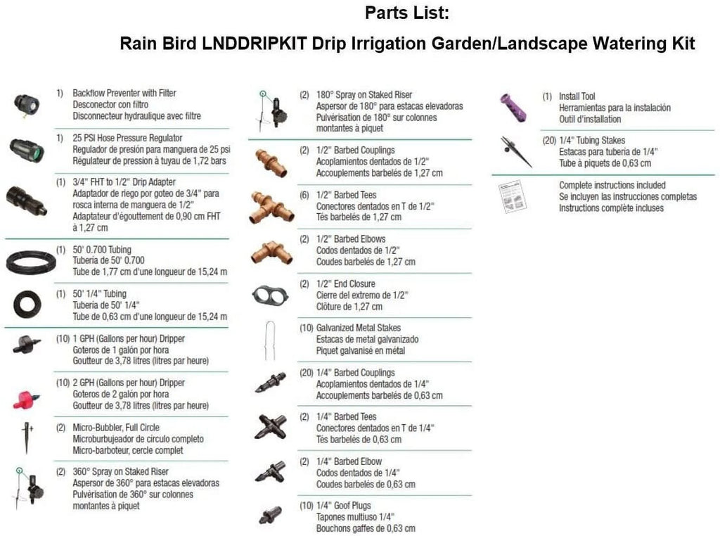 Drip Irrigation Watering Kit with Drippers, Micro-Bubblers and Micro-Sprays K84858