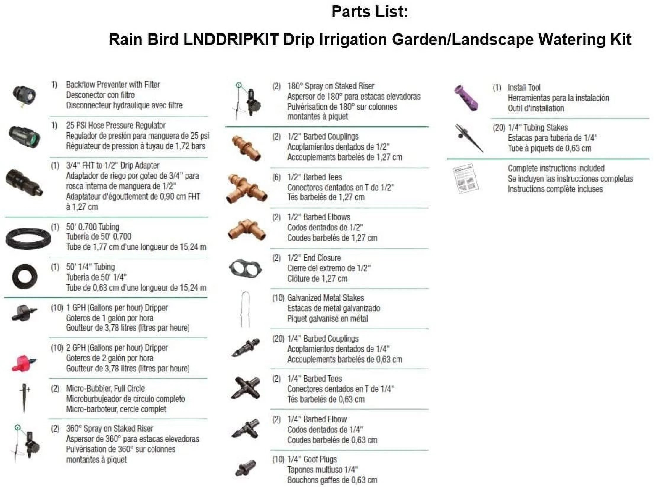 Drip Irrigation Watering Kit with Drippers, Micro-Bubblers and Micro-Sprays K84858