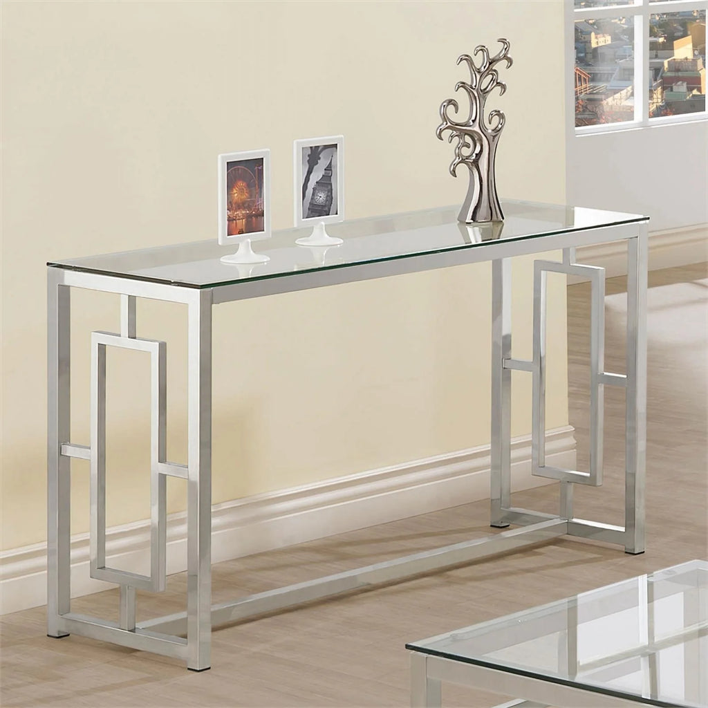 Nickel Rectangle Glass Top Sofa Table Y378