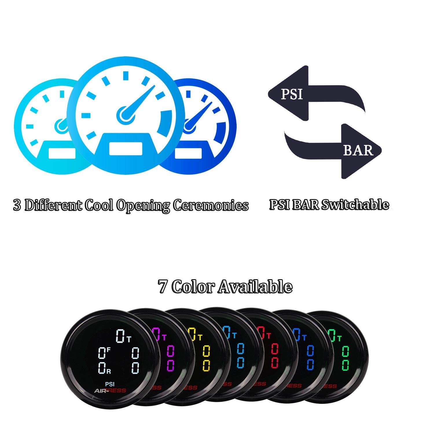 290PSI Digital Display Air Pressure Gauge with 16.5ft Sensor Cable J6292