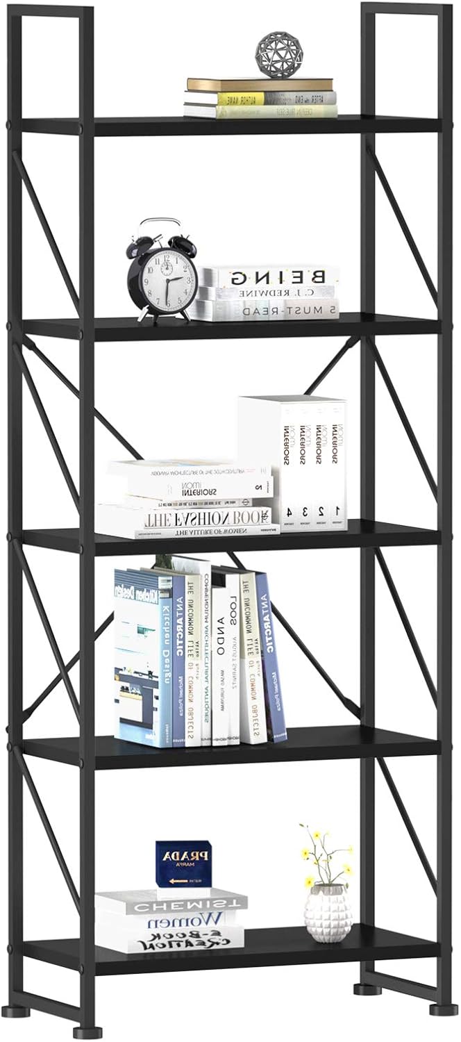 5 Tiers White Bookshelf E578