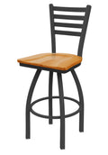 25x22 Low Back Swivel Counter Stool with Pewter Finish and Medium Oak Seat C3662