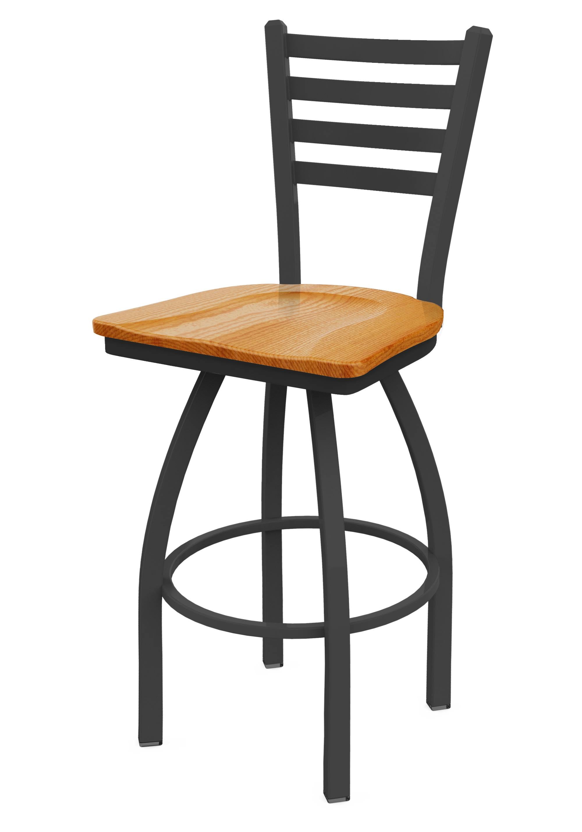 25x22 Low Back Swivel Counter Stool with Pewter Finish and Medium Oak Seat C3662