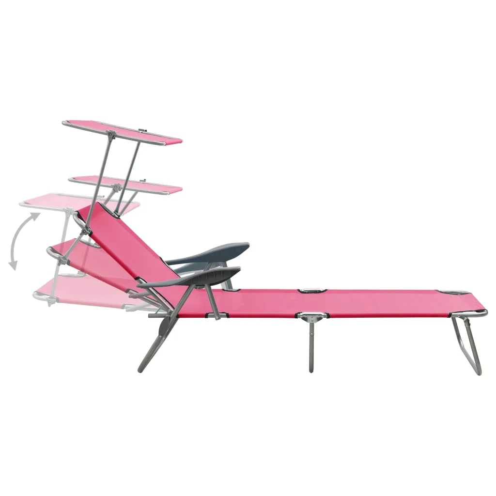 Pink Steel Sun Lounger with Canopy W631777