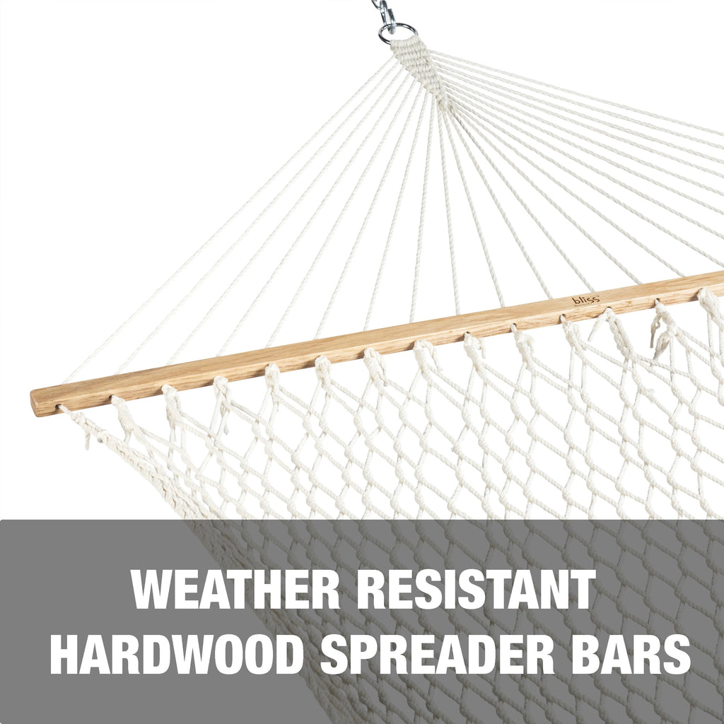 White Cotton Rope Hammock with Spreader Bar, 60-in. Wide, 450 lb. Capacity W165993