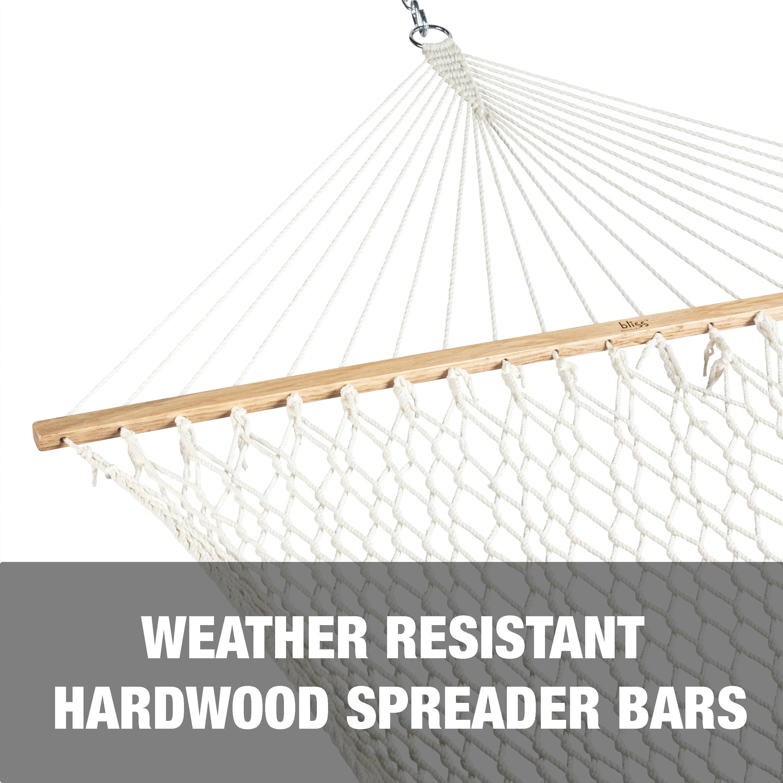 White Cotton Rope Hammock with Spreader Bar, 60-in. Wide, 450 lb. Capacity W165993