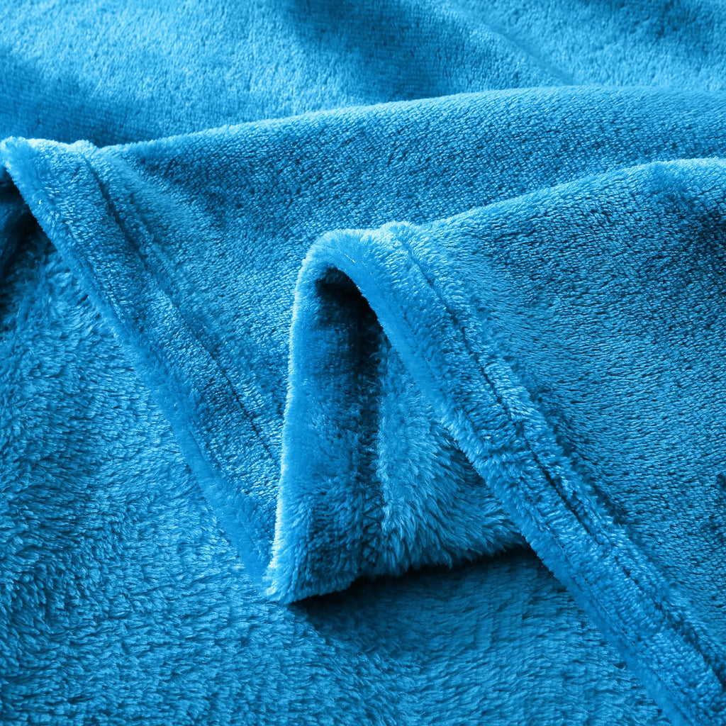 Blue Plush Microfiber Throw Blanket L61795