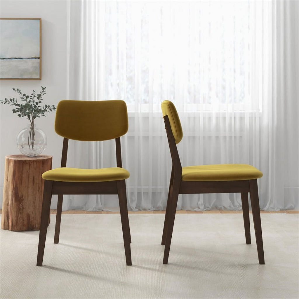 Velvet Dining Chair in Dark Yellow (Set of 2) J467985