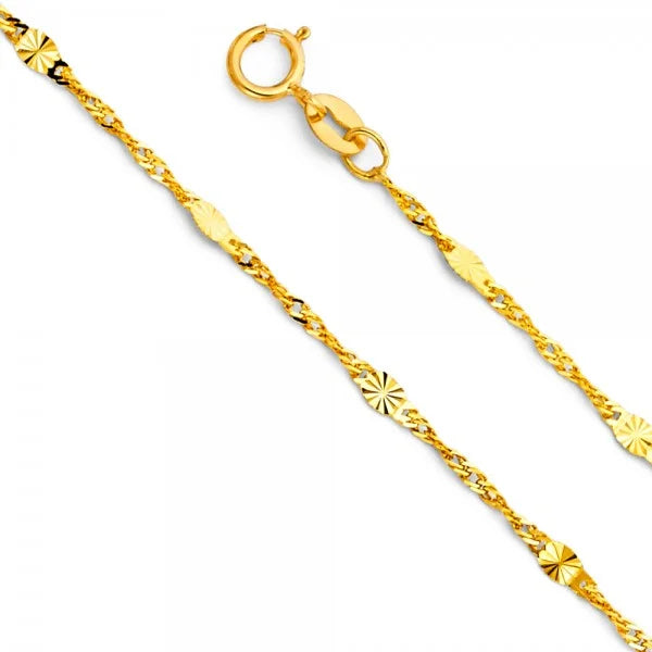 14K Gold 1.4mm Singapore Chain 24" Y7646
