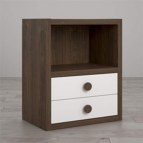 Walnut and White 2 Drawer Bookcase F930043