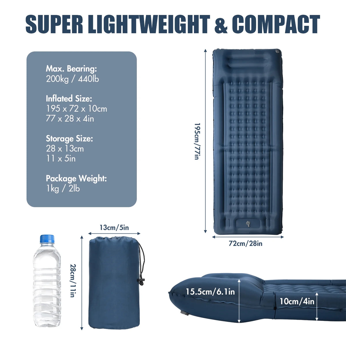 Inflatable Sleeping Pad 4 Inch Air Mattress D95979