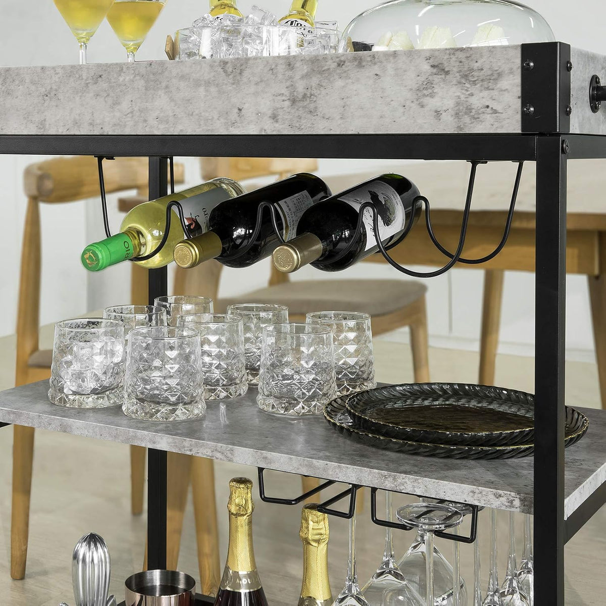 Rustic Mobile Wood Metal Serving Cart O531373