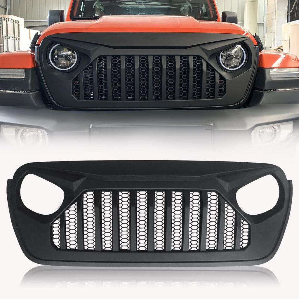 White Black Front Grill Cover with Mesh for Jeep Wrangler P28776