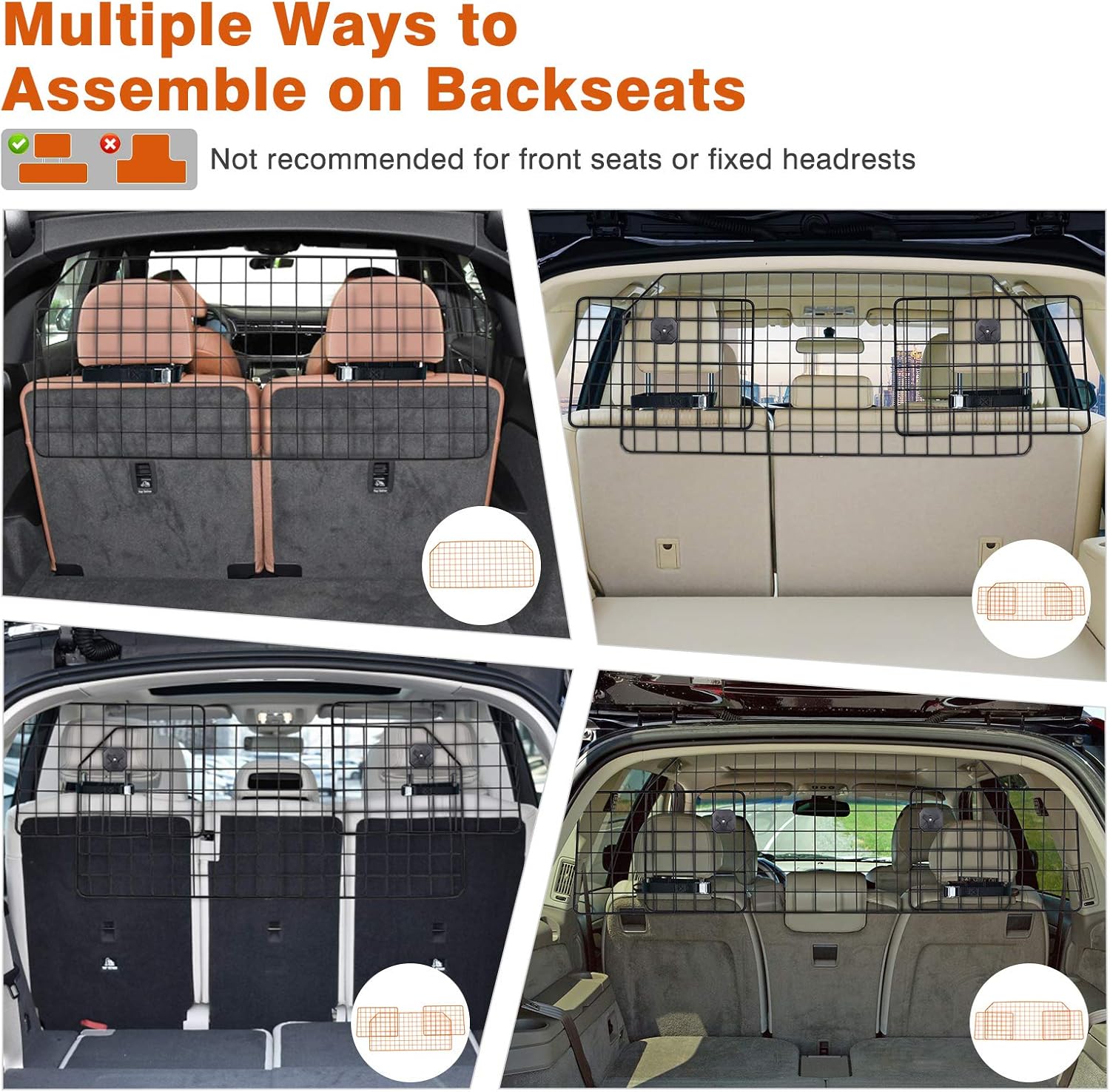 Dog Car Barrier for SUV, Extendable Metal Mesh Pack of 2 C6625