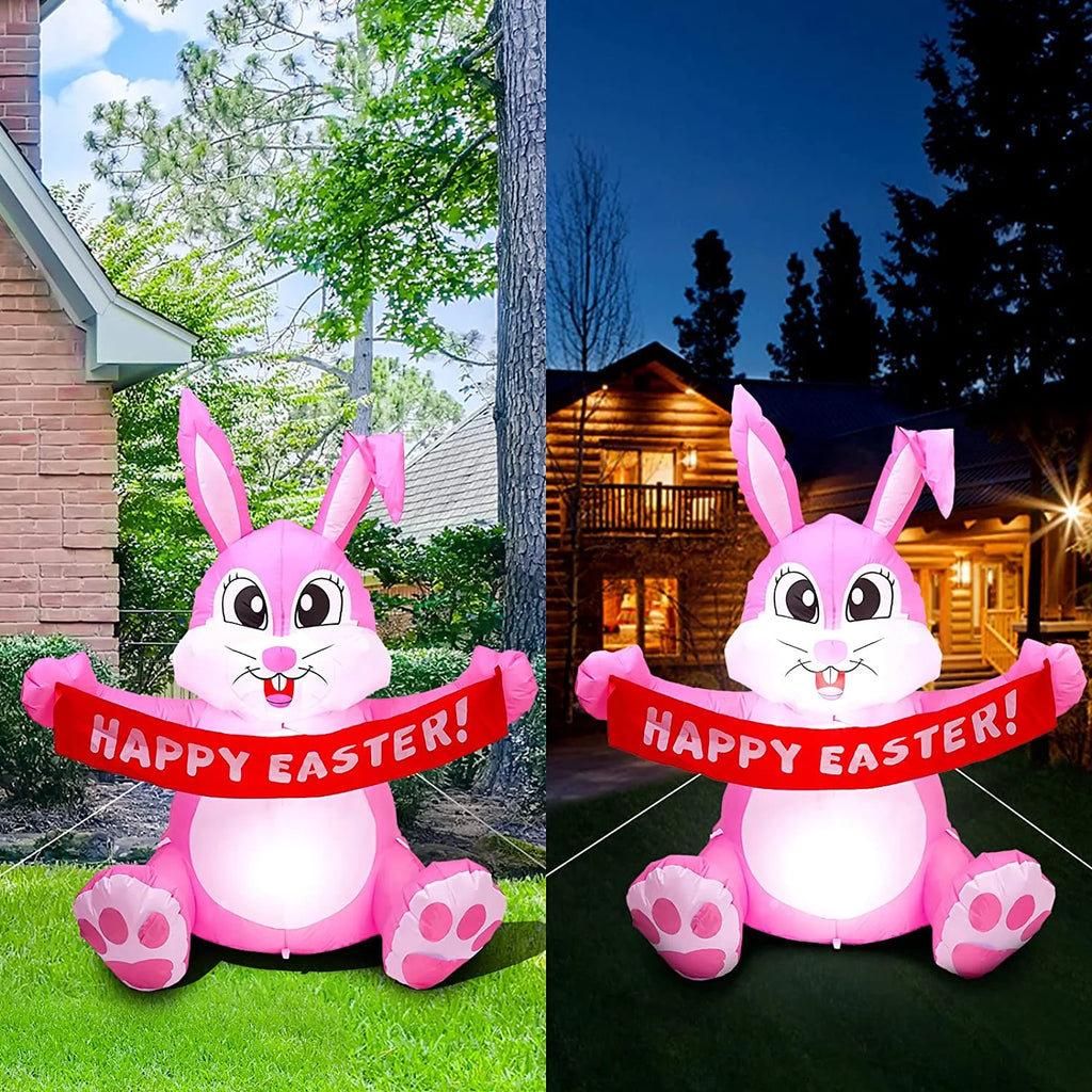 Easter Inflatable Bunny Yard Decorations with LED Lights U566669