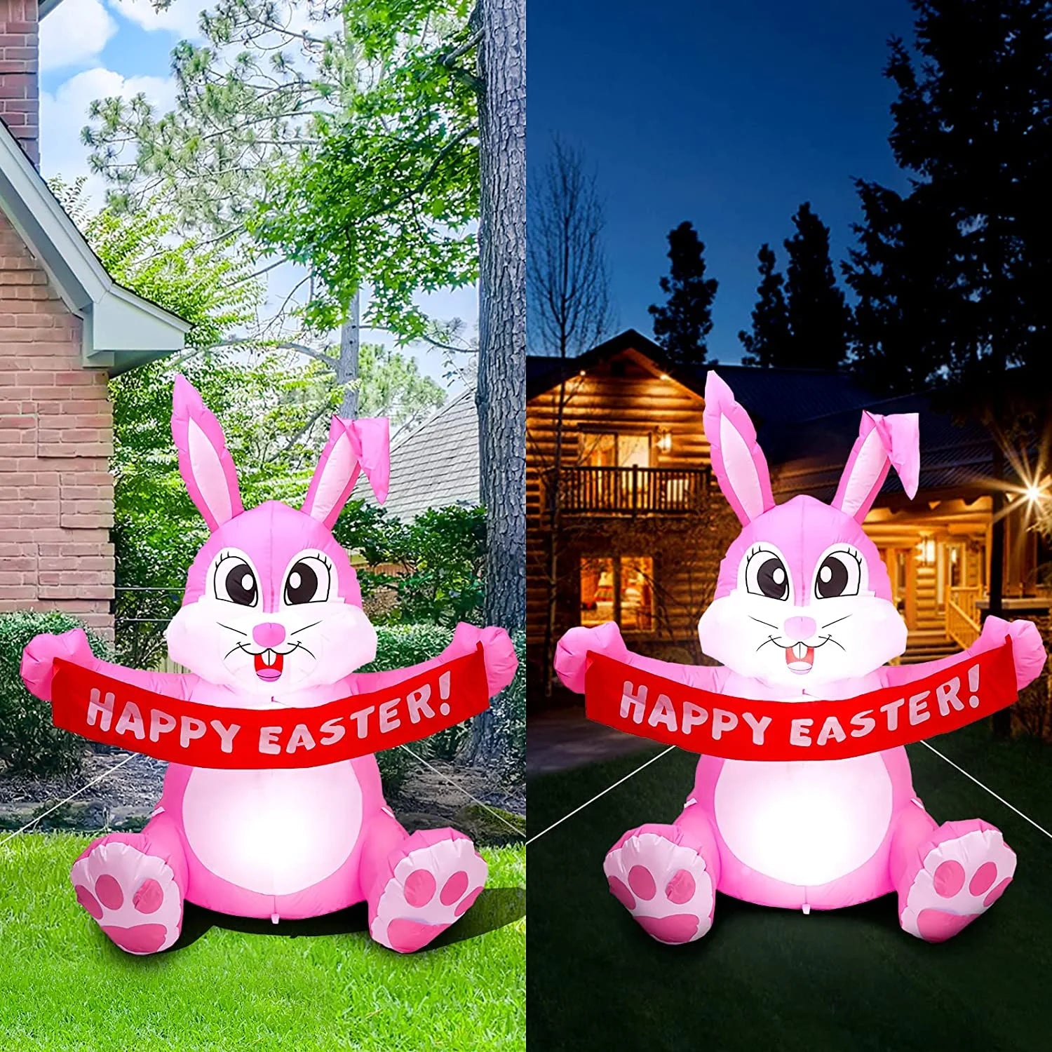 Easter Inflatable Bunny Yard Decorations with LED Lights U566669