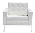 White Leather Upholstered Arm Lounge Chair R491128