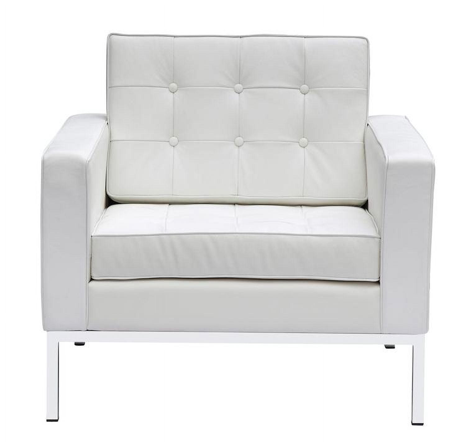 White Leather Upholstered Arm Lounge Chair R491128