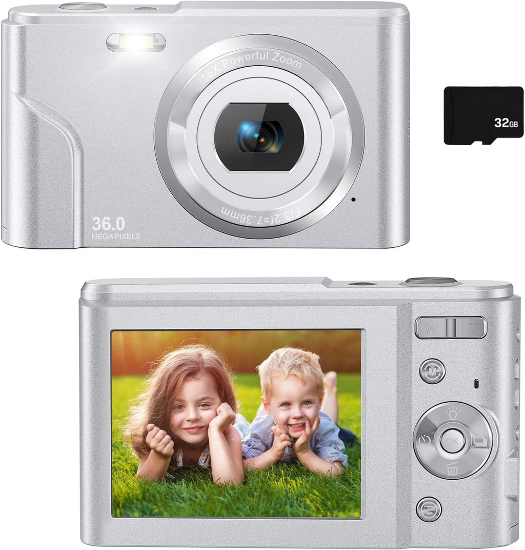 36MP Full HD 1080P Rechargeable Children's Camera with 32GB SD Card (Purple) S326062